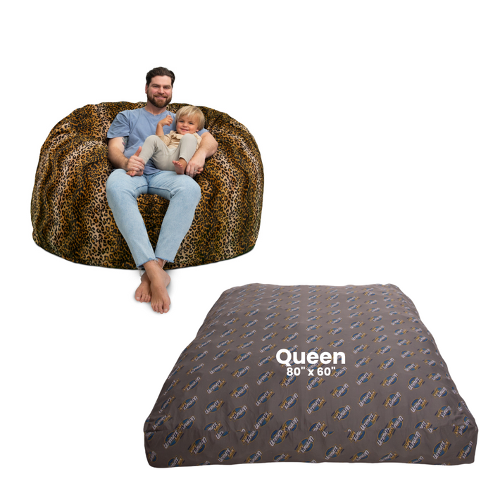 Ultimate Sack 5000: Convertible Bean Bag Queen Sized Cozy Sleeper