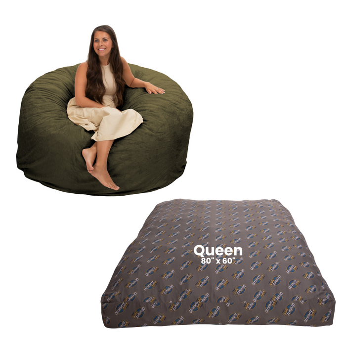 Ultimate Sack 5000: Convertible Bean Bag Queen Sized Cozy Sleeper