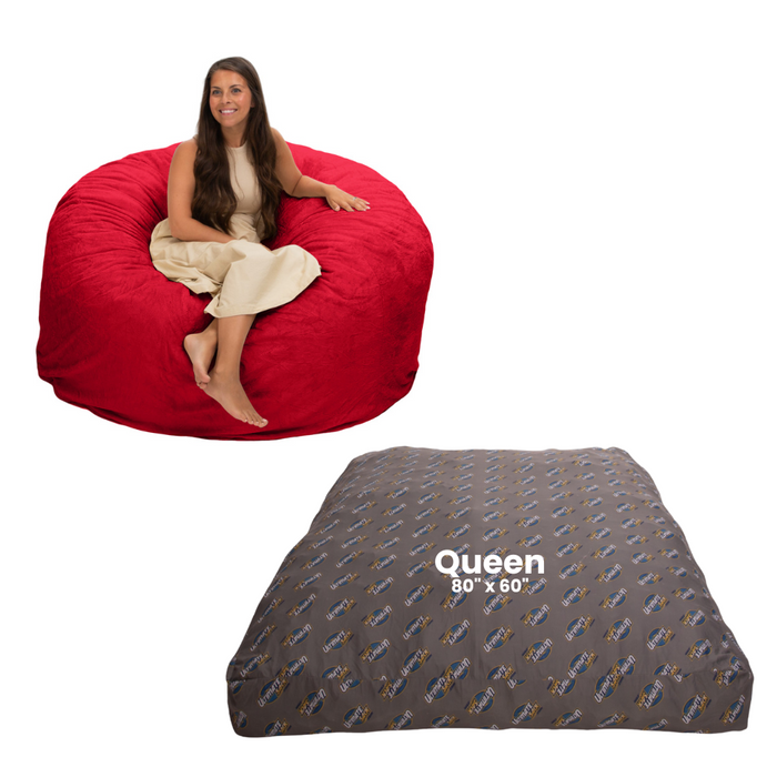 Ultimate Sack 5000: Convertible Bean Bag Queen Sized Cozy Sleeper