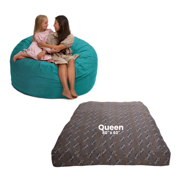 Ultimate Sack 5000: Convertible Bean Bag Queen Sized Cozy Sleeper