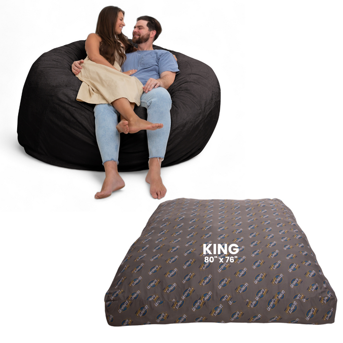 Ultimate Sack 6000: Convertible Bean Bag King Sized Cozy Sleeper