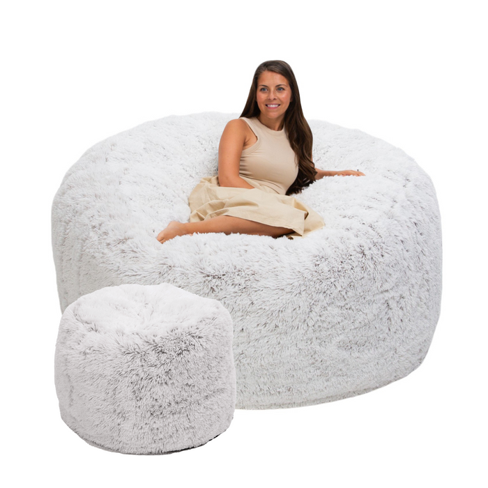 Ultimate Sack 6000: LUXE Giant Bean Bag Chair with Footstool (Bundle)