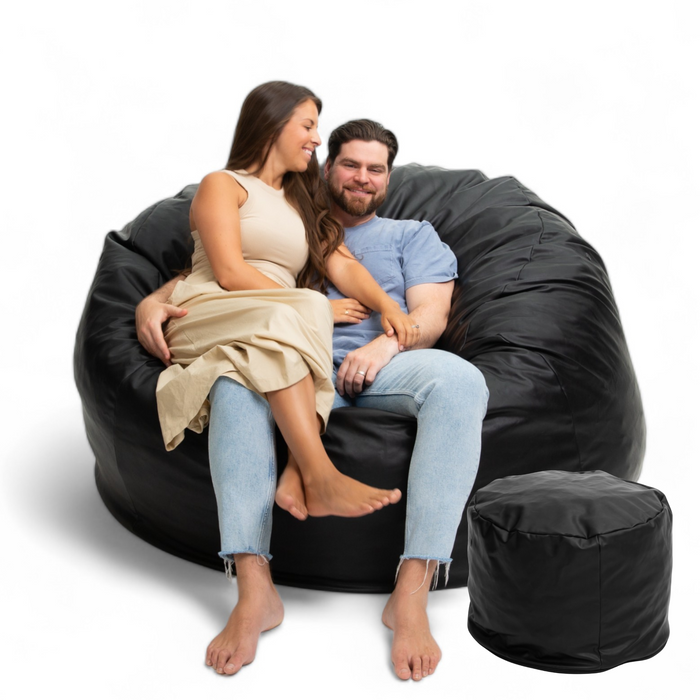 Ultimate Sack 6000: LUXE Giant Bean Bag Chair with Footstool (Bundle)