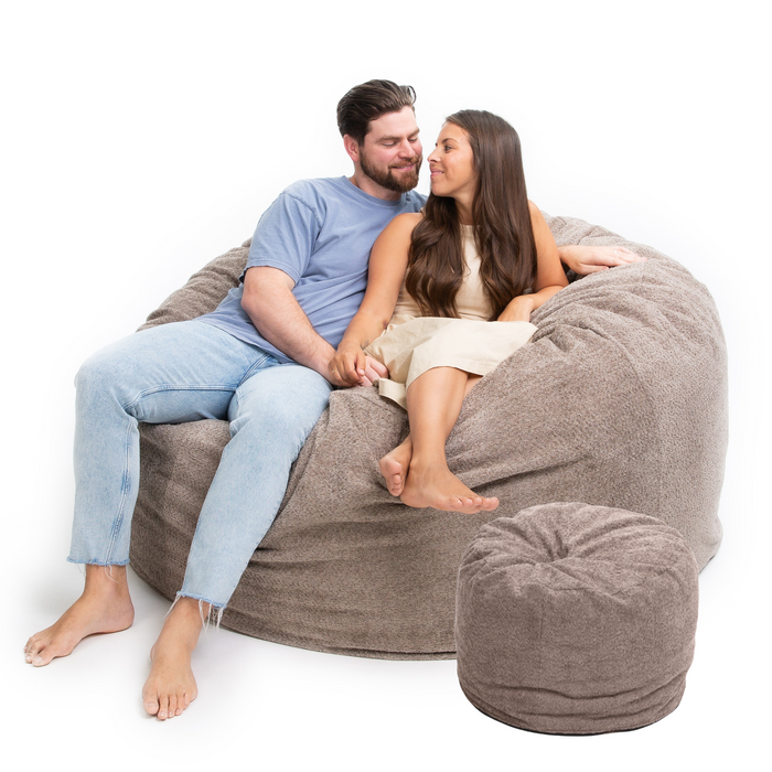 Ultimate Sack 6000: LUXE Giant Bean Bag Chair with Footstool (Bundle)