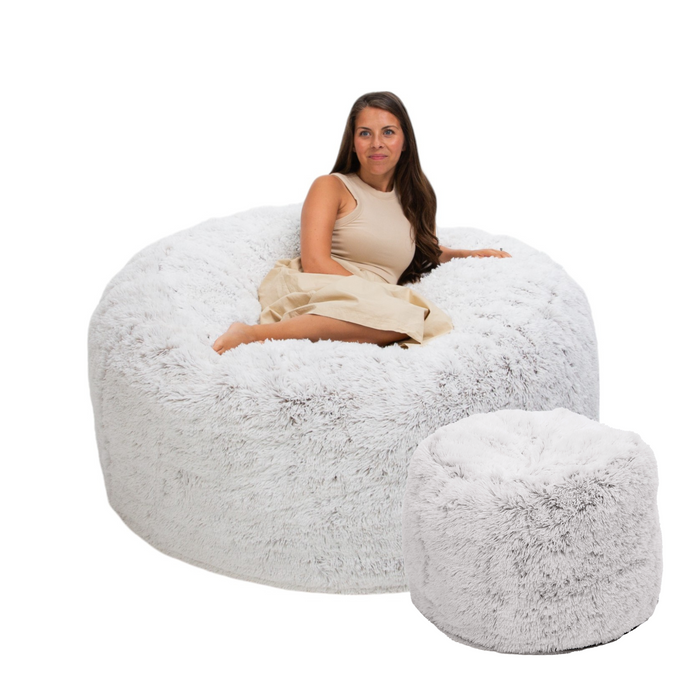 Ultimate Sack 5000: LUXE Big Adult Bean Bag Chair with Footstool (Bundle)