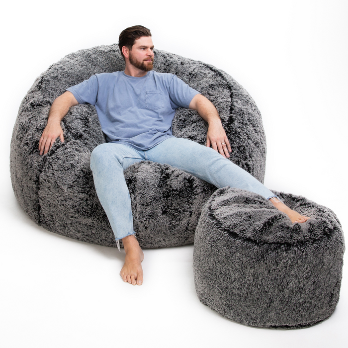 Ultimate Sack 6000: LUXE Giant Bean Bag Chair with Footstool (Bundle)