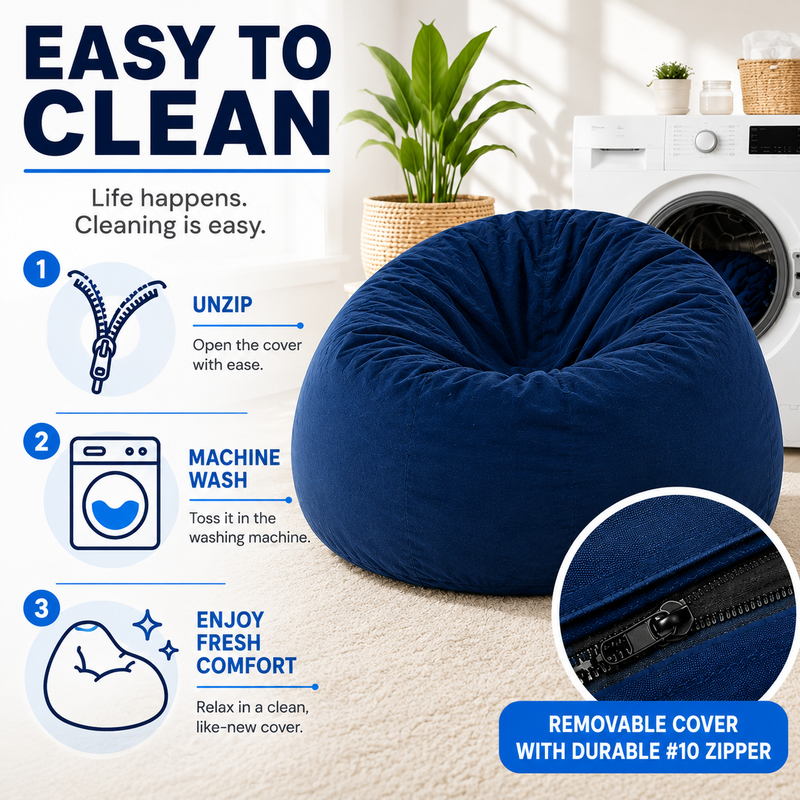 Ultimate Sack | 3 Ft Bean Bag Chair | Foam Filled - Removable Washable Cover