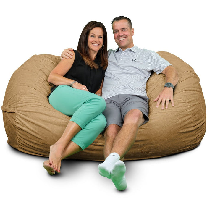 5' Large Bean Bag Chair with Memory Foam Filling and Washable Cover Camel  Brown - Relax Sacks